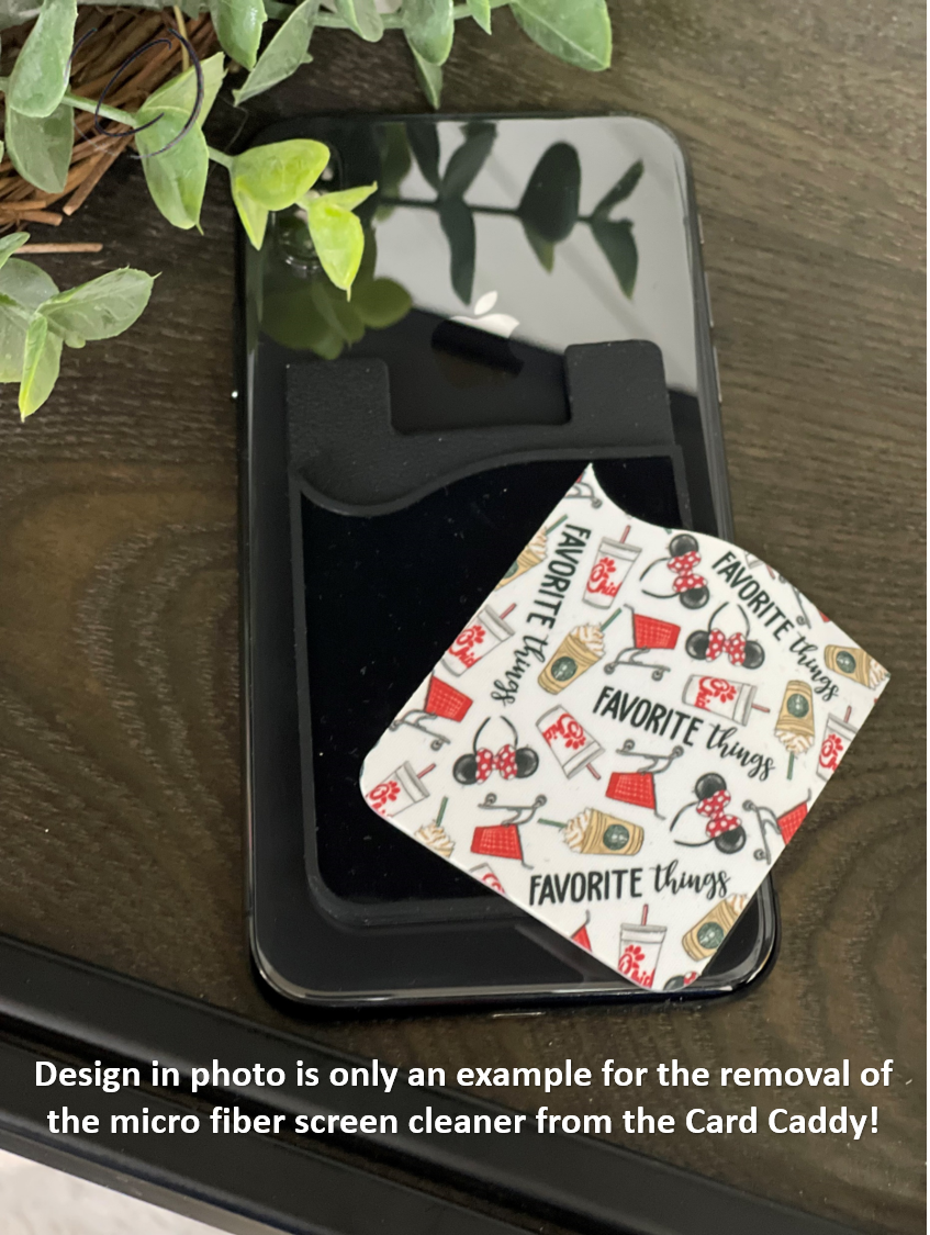 I Am The Tornado Beth Dutton Card Caddy Phone Wallet with microfiber screen cleaner attached, showcasing its stylish design and functionality.